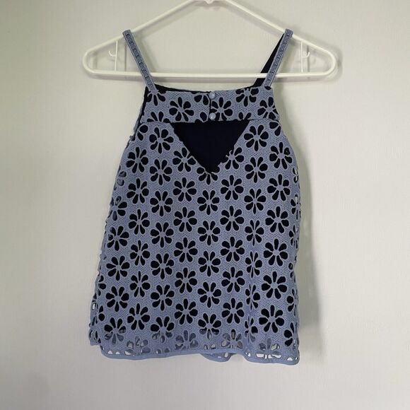 Maeve Quinn Knit Size 0‎ Whimsy Floral 90s Y2K 70s Short Blue Boho Beachy Blue - Picture 2 of 11